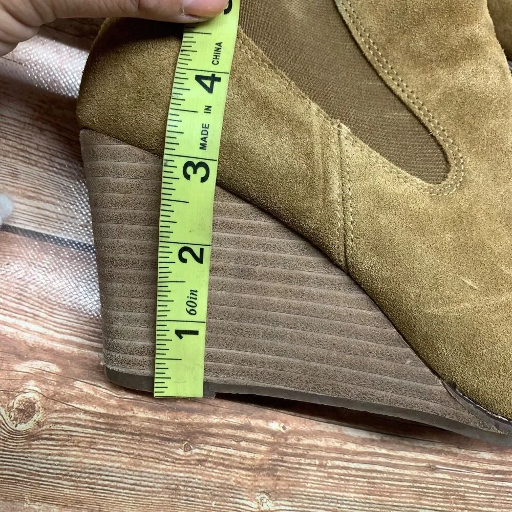 Lucky Brand Womens 9 EU 40 Yamka Chelsea Wedge Ankle Boots Booties Suede Leather